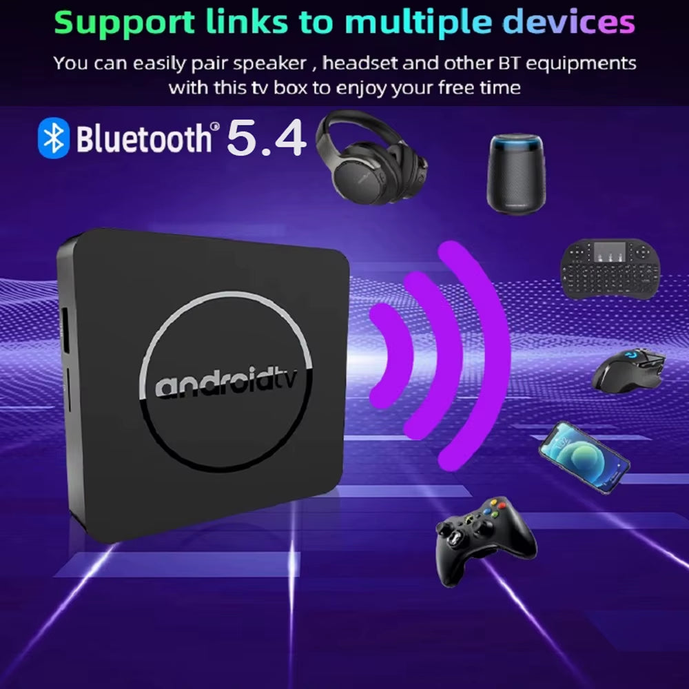 Android TV Box Q10 – Android 14 Media Player with Dual WiFi (2.4G & 5G), Google Voice Control, 4GB/8GB RAM, 64GB/128GB ROM, 3D & 8K/4K Video Support
