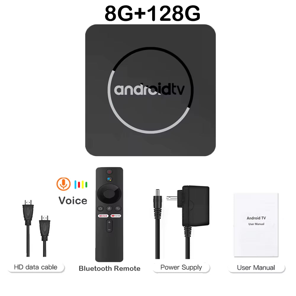 Android TV Box Q10 – Android 14 Media Player with Dual WiFi (2.4G & 5G), Google Voice Control, 4GB/8GB RAM, 64GB/128GB ROM, 3D & 8K/4K Video Support