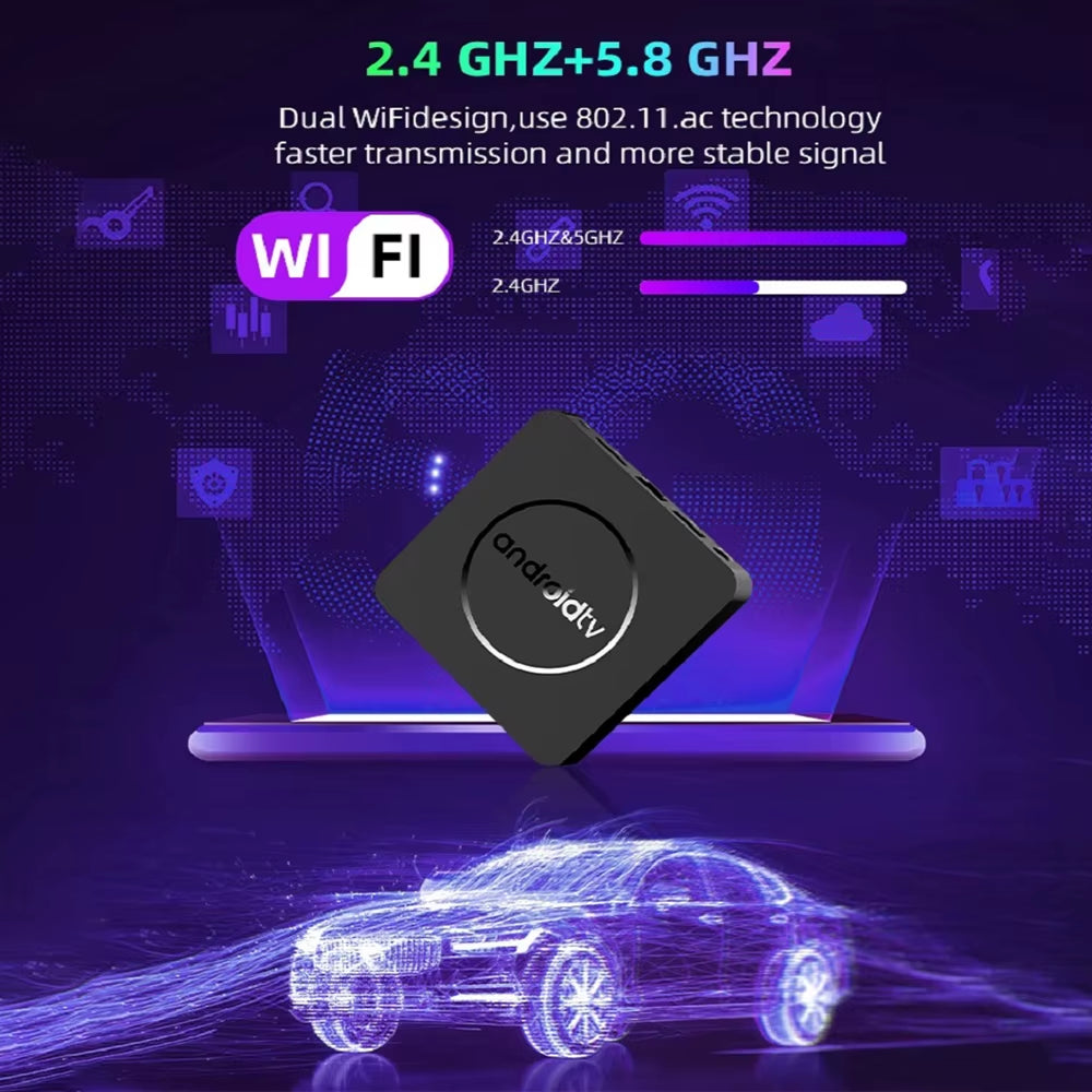 Android TV Box Q10 – Android 14 Media Player with Dual WiFi (2.4G & 5G), Google Voice Control, 4GB/8GB RAM, 64GB/128GB ROM, 3D & 8K/4K Video Support