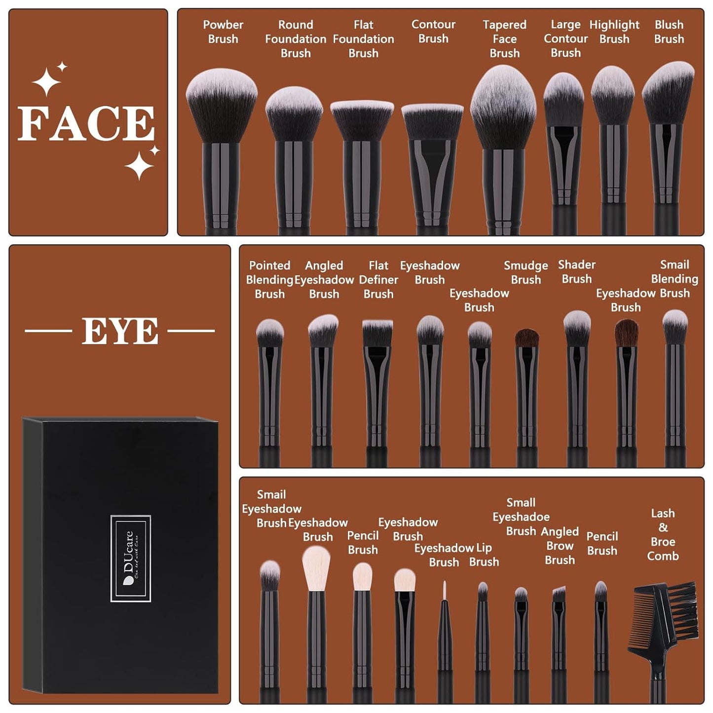 27-Piece Professional Makeup Brush Set - Premium Synthetic Kabuki Brushes for Foundation, Blending, Face Powder, Blush, Concealers, and Eye Shadows