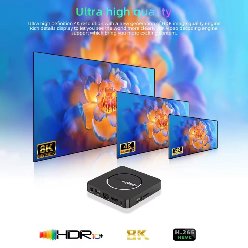 Android TV Box Q10 – Android 14 Media Player with Dual WiFi (2.4G & 5G), Google Voice Control, 4GB/8GB RAM, 64GB/128GB ROM, 3D & 8K/4K Video Support
