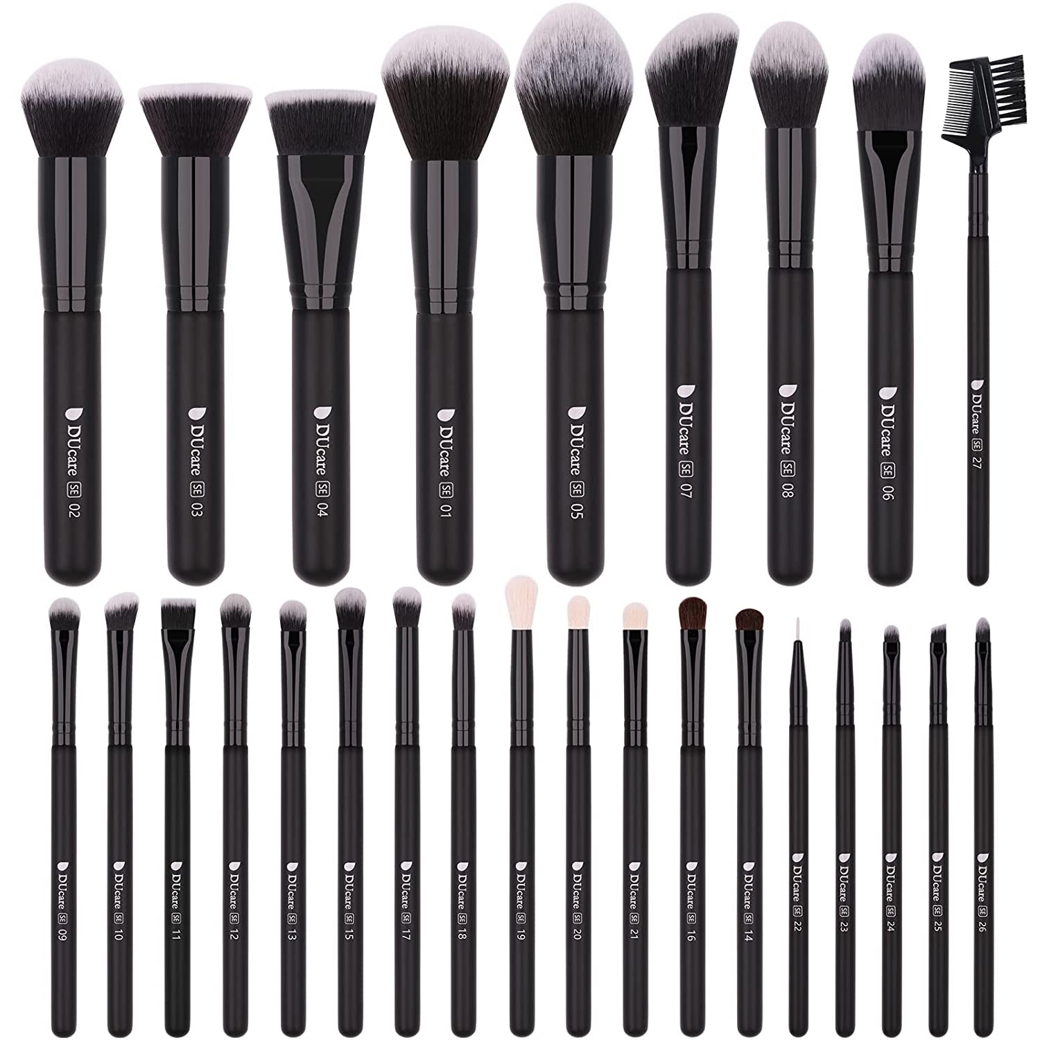 27-Piece Professional Makeup Brush Set - Premium Synthetic Kabuki Brushes for Foundation, Blending, Face Powder, Blush, Concealers, and Eye Shadows