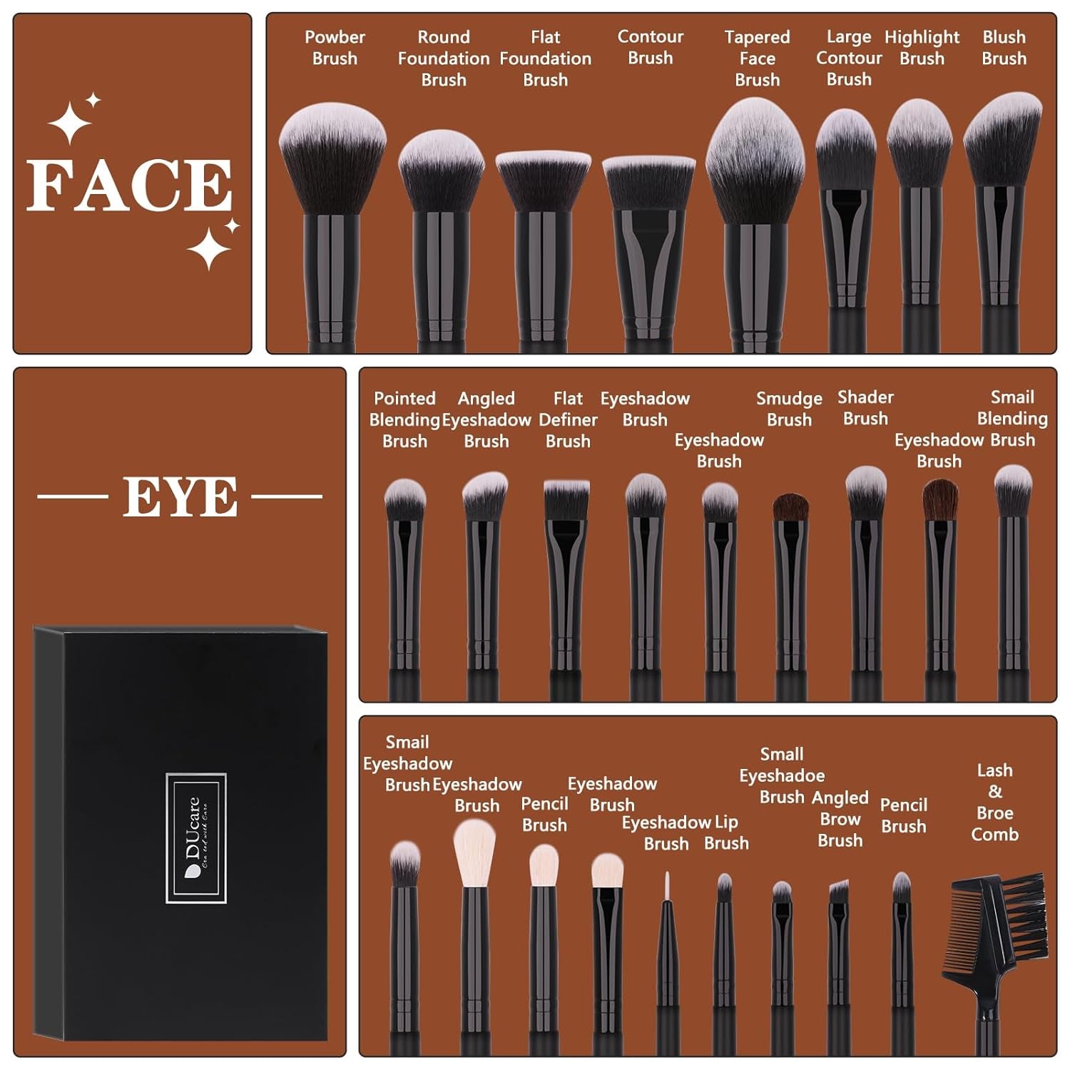 27-Piece Professional Makeup Brush Set - Premium Synthetic Kabuki Brushes for Foundation, Blending, Face Powder, Blush, Concealers, and Eye Shadows