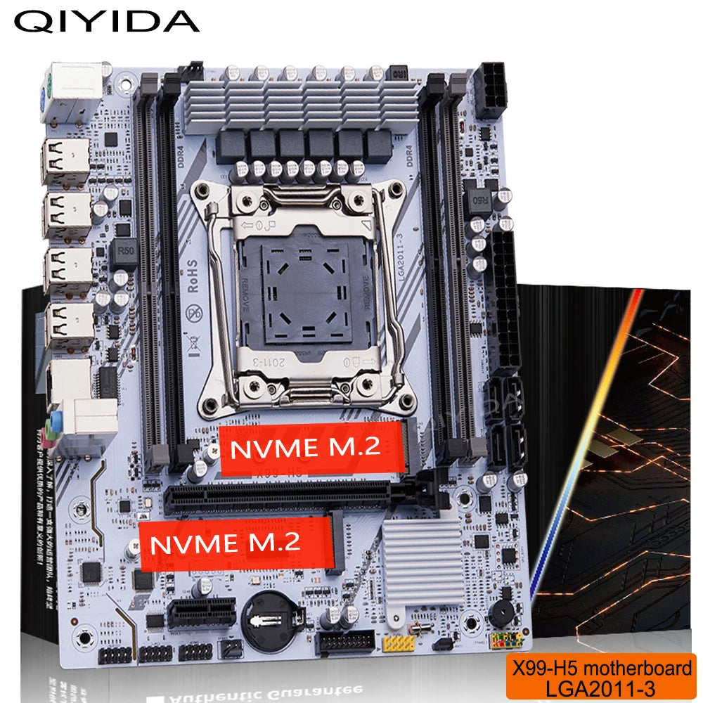 X99 Motherboard Kit with LGA2011-3 Xeon E5-2630 V4 CPU, 16GB DDR4 REG ECC RAM, PCIe x16, NVMe M.2 & SATA Support – X99 H5